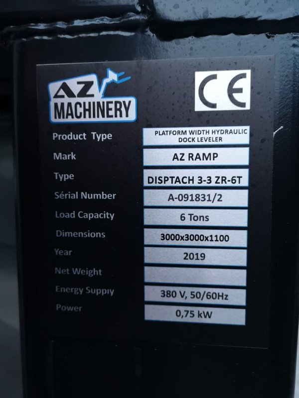 Passerelle de Chargement -AZ RAMP-DISPATCH 3-3 ZR 8T-90° - Capacité 8 000 Kg