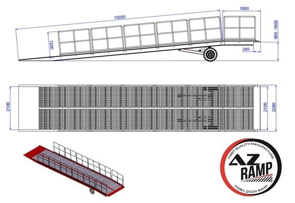 AZ RAMP-EASY XL-8-RL . Mobil Loading Ramp  WIDE With Level Off, 8 t Capacity