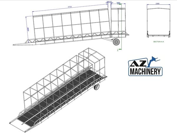 AZ RAMP-EASY XL-8-BCH . Mobil Loading Ramp  WIDE With Level Off and covered Tunnel PE, 8 t Capacity