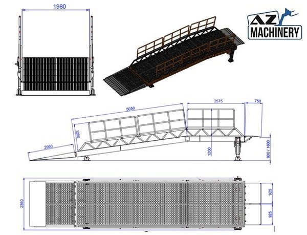 Loading Ramp with with hydraulic tilting bridge -  AZ RAMP - STAR-RL- 10T. 10 ton capacity