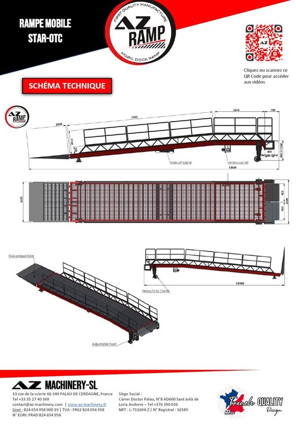 Loading Ramp with with folding tilting bridge -  AZ RAMP - STAR-OTC- 10T. 10 ton capacity