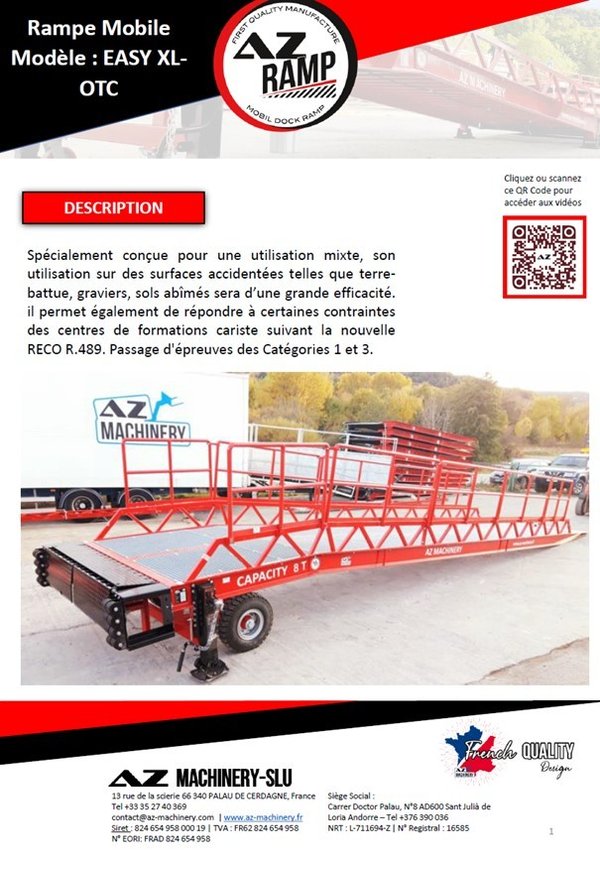 AZ RAMP-EASY XL-12 OTC . Mobil Loading Ramp  WIDE With Level Off, 12 t Capacity